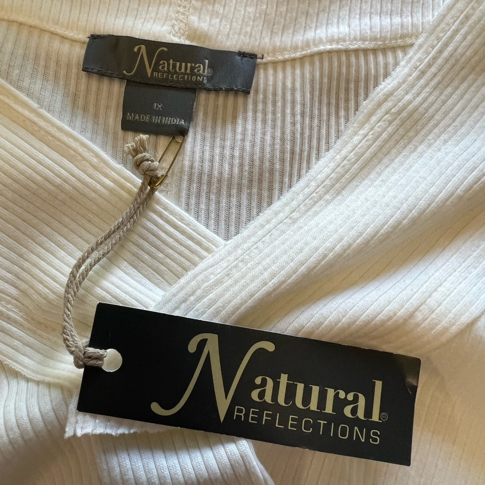 Natural Reflections Cream Ribbed Top - Picture 5 of 7